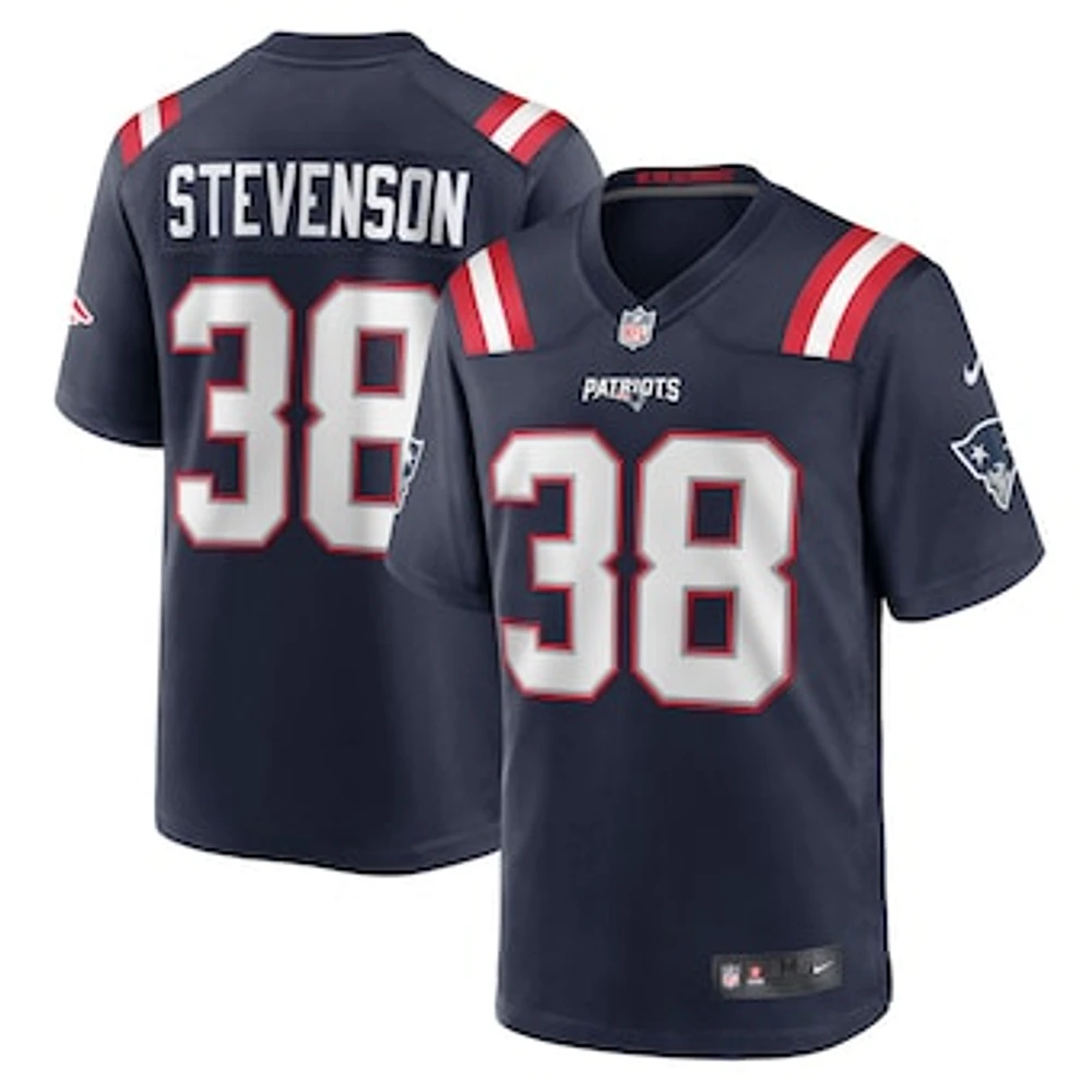 Men's Nike Rhamondre Stevenson Navy New England Patriots Game Jersey