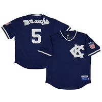 Men's Rings & Crwns #5 Navy Kansas City Monarchs Mesh Replica V-Neck Jersey