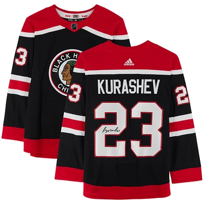 Philipp Kurashev Chicago Blackhawks Autographed 2020-21 Reverse Retro adidas Authentic Jersey