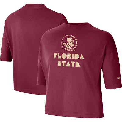 Women's Nike Garnet Florida State Seminoles Crop Performance T-Shirt