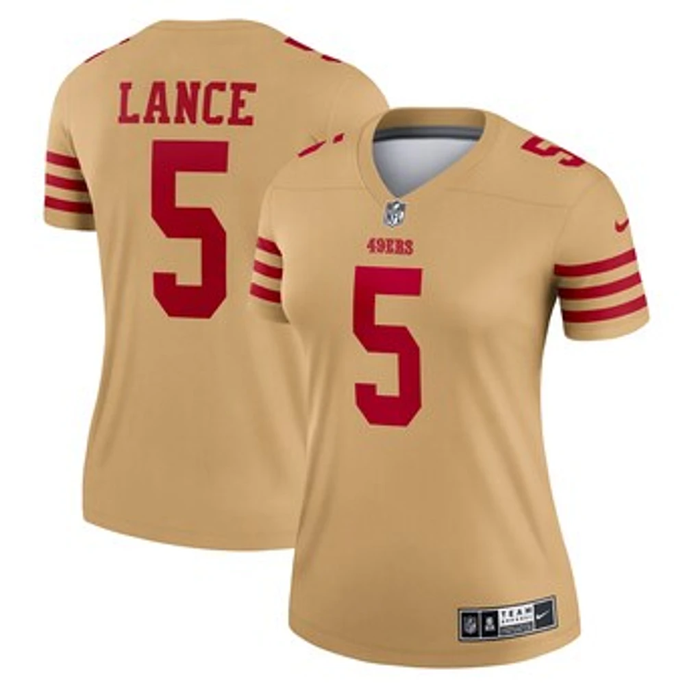 Women's Nike Trey Lance Gold San Francisco 49ers Inverted Legend Player Performance Top