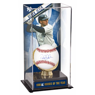 Derek Jeter New York Yankees Autographed Baseball and 1996 ROY Sublimated Display Case