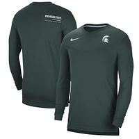 Men's Nike Green Michigan State Spartans 2022 Coach Performance Long Sleeve V-Neck T-Shirt