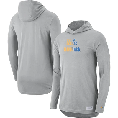 Men's Nike Gray UCLA Bruins Campus Performance Hoodie Long Sleeve T-Shirt