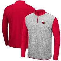 Men's Colosseum Heathered Gray/Red Louisville Cardinals Prospect Quarter-Zip Jacket