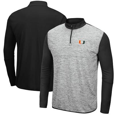 Men's Colosseum Gray/Black Miami Hurricanes Prospect Space-Dye Quarter-Zip Jacket