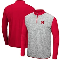 Men's Colosseum Heathered Gray/Scarlet Nebraska Huskers Prospect Quarter-Zip Jacket