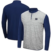 Men's Colosseum Heathered Gray/Navy Notre Dame Fighting Irish Prospect Quarter-Zip Jacket