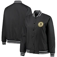 Women's JH Design Black Boston Bruins Plus Size Front Hit Full-Snap Jacket