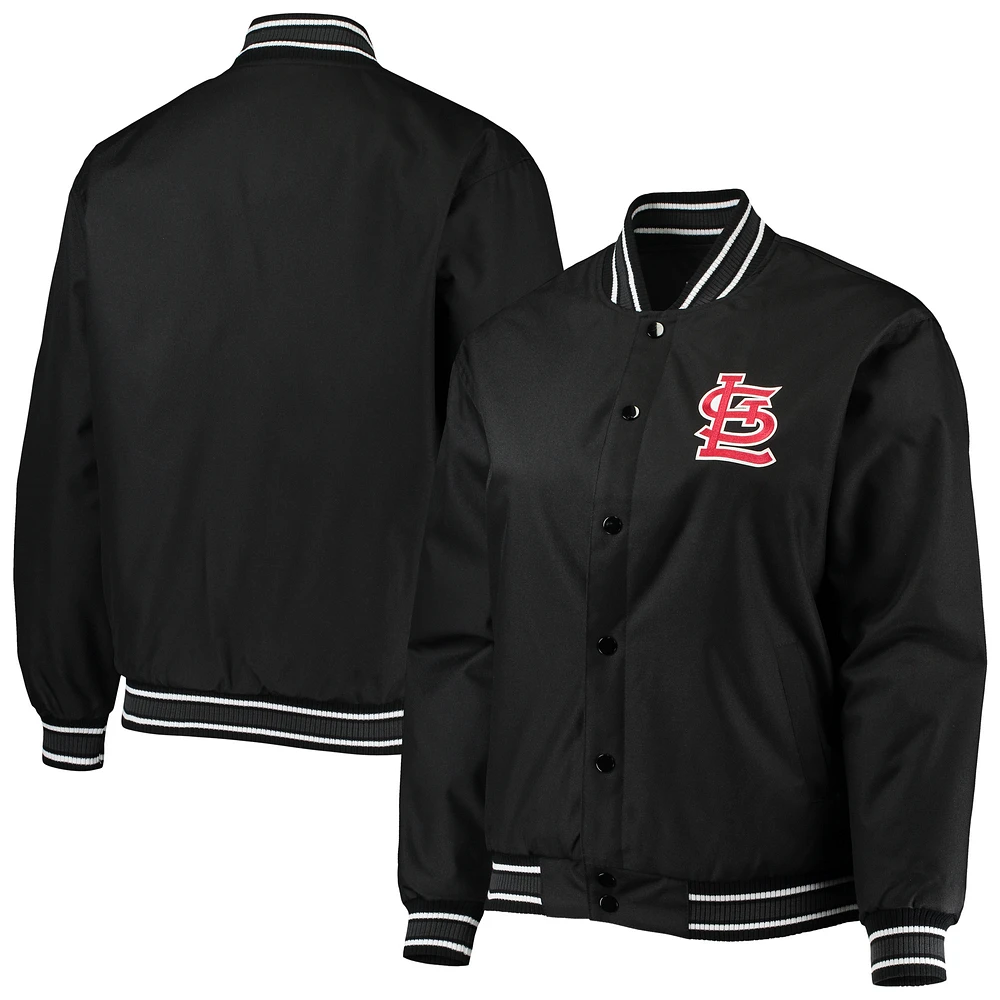 Women's JH Design Black St. Louis Cardinals Plus Poly Twill Full-Snap Jacket