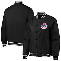 Women's JH Design Black Chicago Cubs Plus Poly Twill Full-Snap Jacket