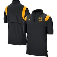 Men's Nike Black Iowa Hawkeyes Coach Short Sleeve Quarter-Zip Jacket