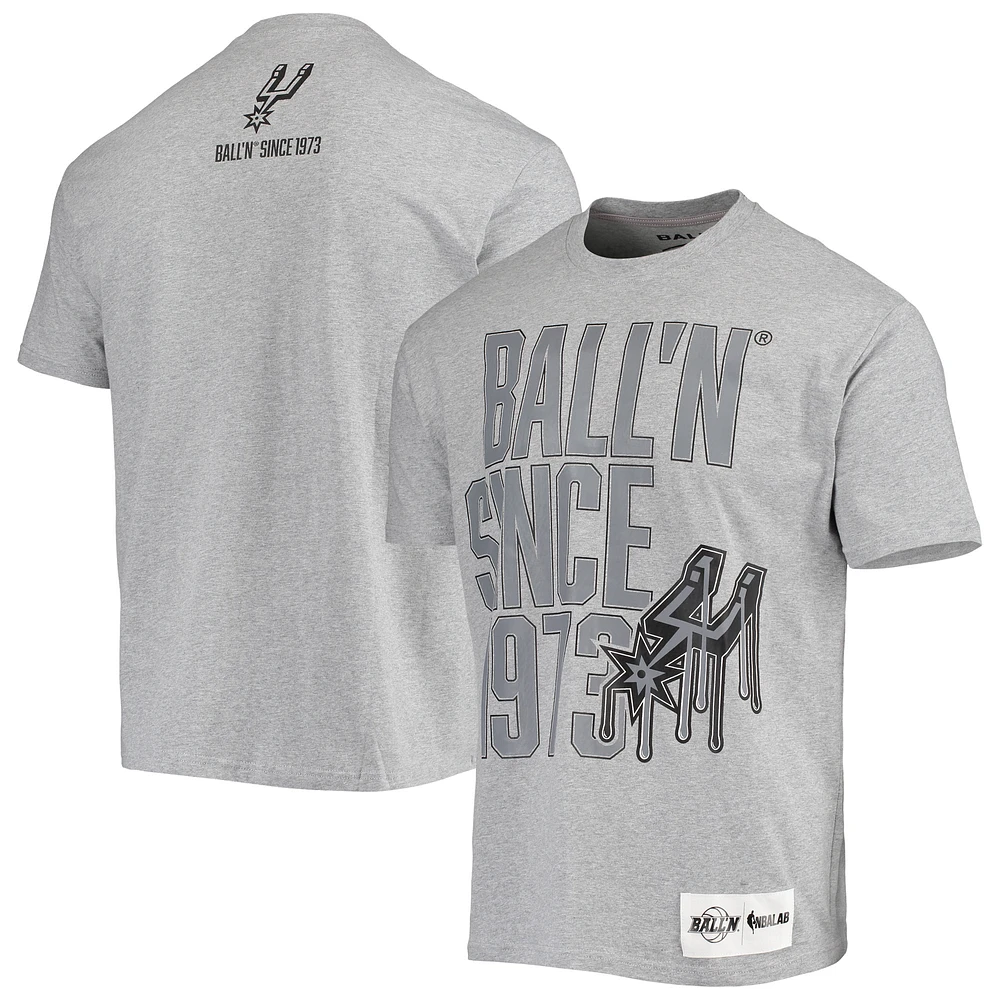 Men's BALL'N Heathered Gray San Antonio Spurs Since 1973 T-Shirt