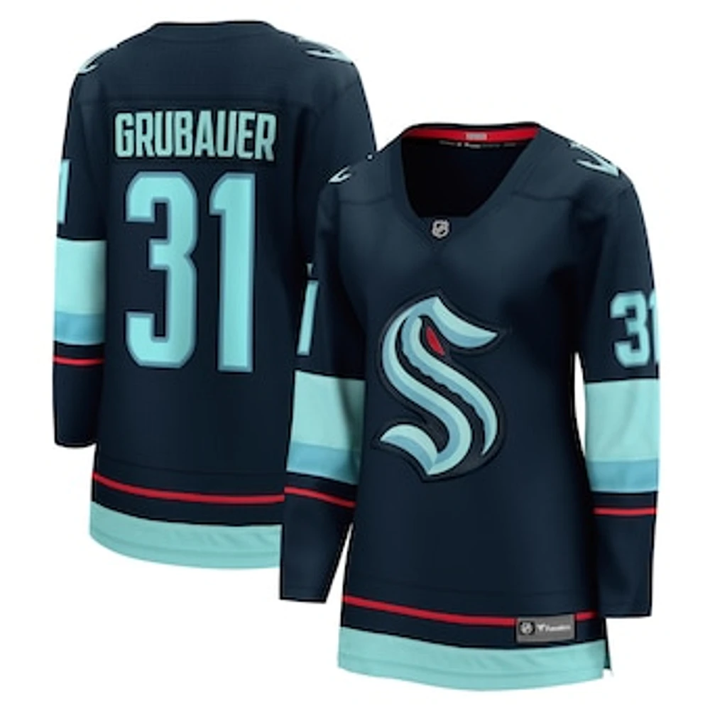 Women's Fanatics Philipp Grubauer Navy Seattle Kraken Home