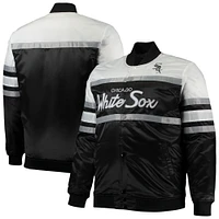 Men's Mitchell & Ness Black/White Chicago White Sox Big & Tall Coaches Satin Full-Snap Jacket