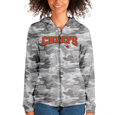 Women's Antigua Camo Kansas City Chiefs Wordmark Absolute Full-Zip Hoodie