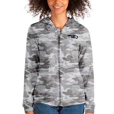 Women's Antigua Camo Seattle Seahawks Absolute Full-Zip Hoodie
