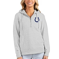 Women's Antigua Heathered Gray Indianapolis Colts Action Half-Zip Hoodie