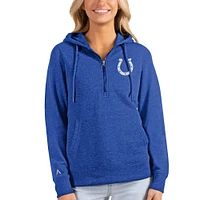 Women's Antigua Heathered Royal Indianapolis Colts Action Half-Zip Hoodie