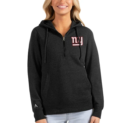 Women's Antigua Heathered New York Giants Action Half-Zip Hoodie