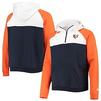 Men's New Era Navy/White Chicago Bears Gametime Raglan Quarter-Zip Hoodie