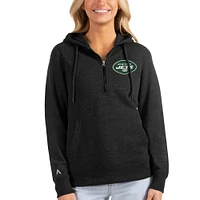 Women's Antigua Heathered New York Jets Action Half-Zip Hoodie