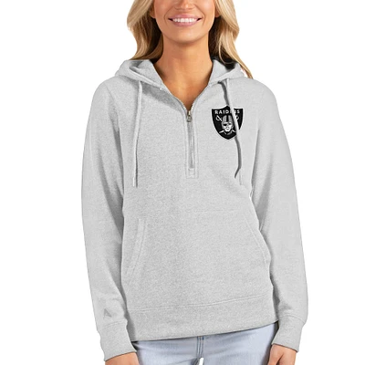 Women's Antigua Heathered Gray Las Vegas Raiders Action Half-Zip Hoodie