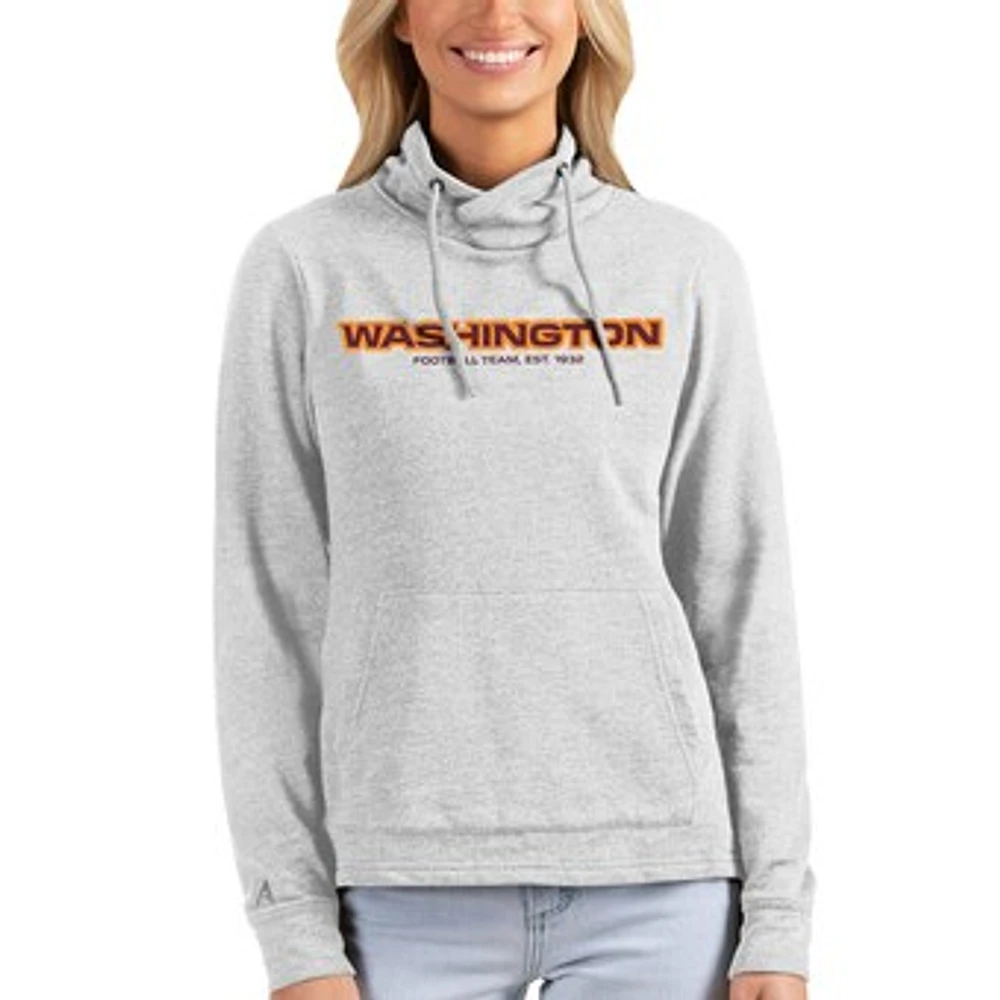 Women's Antigua Heathered Gray Washington Football Team Reward Pullover Sweatshirt