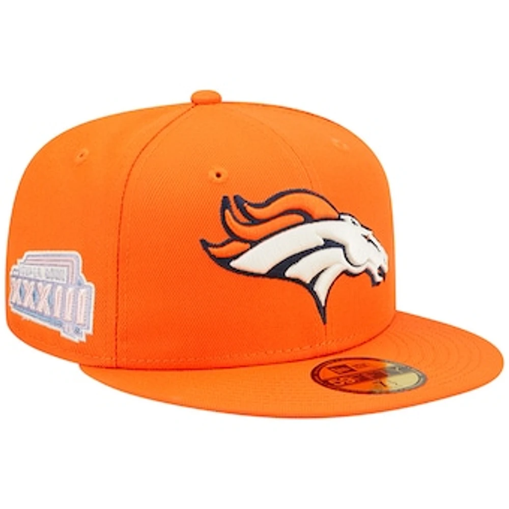 Men's New Era Orange Denver Broncos Super Bowl XXXIII Pop Sweat 59FIFTY Fitted Hat