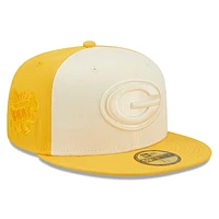 Men's New Era Cream/Gold Green Bay Packers Tonal Super Bowl XXXI Side Patch 59FIFTY Fitted Hat