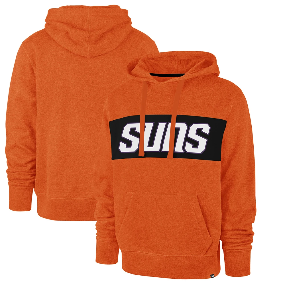 Men's '47 Orange Phoenix Suns 2021/22 City Edition Wordmark Chest Pass Pullover Hoodie