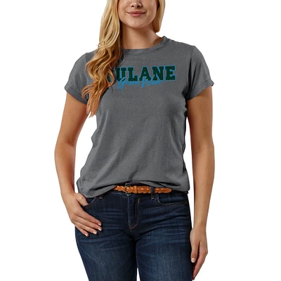 Women's League Collegiate Wear Gray Tulane Green Wave Script Respin T-Shirt