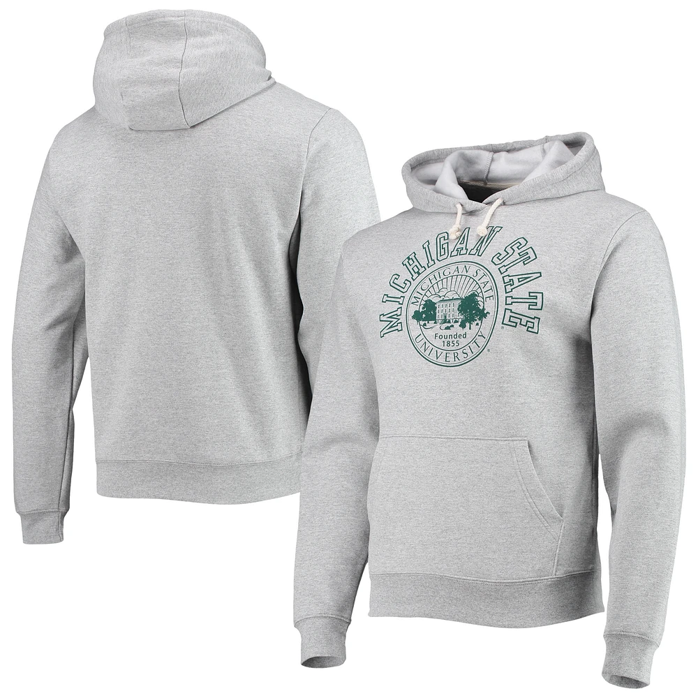 Men's League Collegiate Wear Heathered Gray Michigan State Spartans Seal Neuvo Essential Fleece Pullover Hoodie