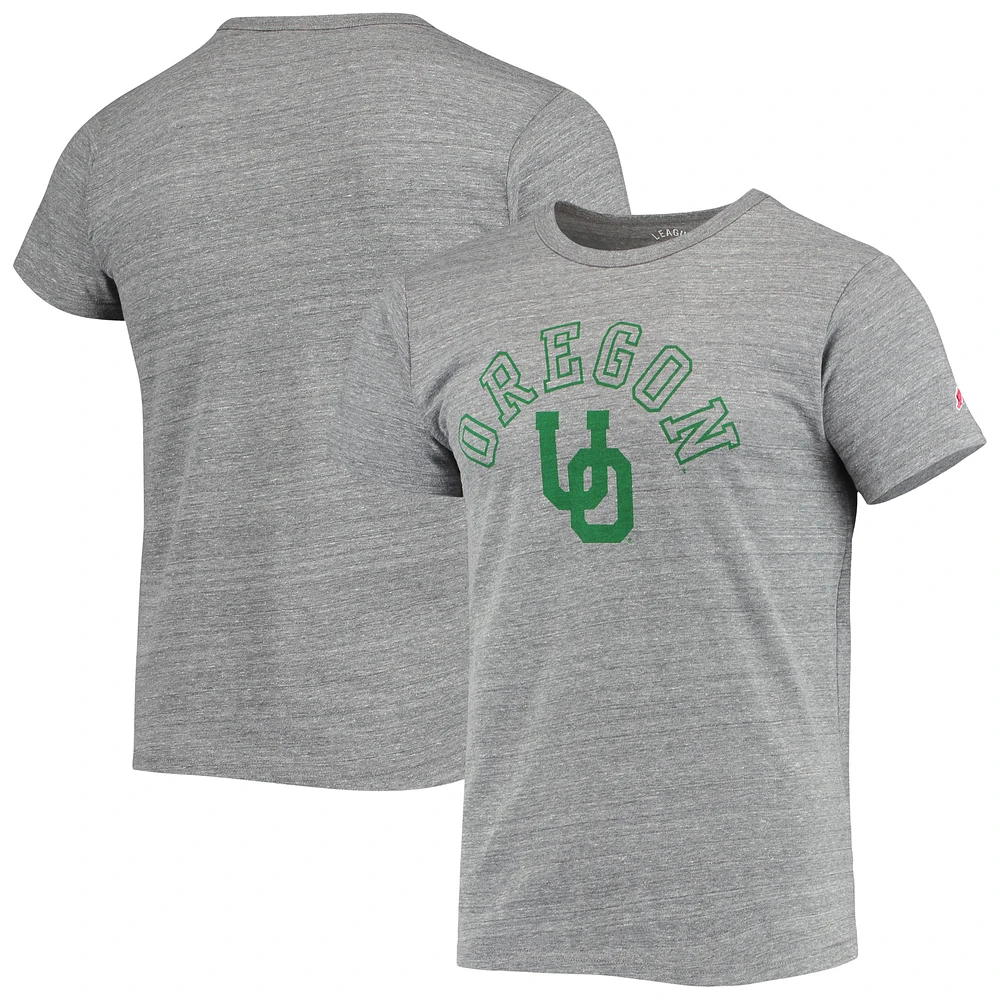 Men's League Collegiate Wear Heathered Gray Oregon Ducks Tide Seal Nuevo Victory Falls Tri-Blend T-Shirt