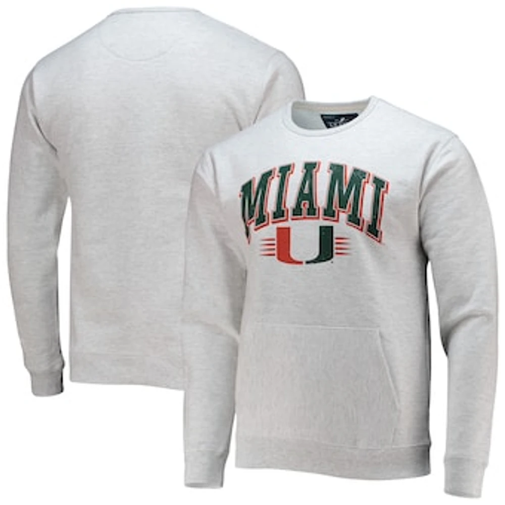 Men's League Collegiate Wear Heathered Gray Miami Hurricanes Upperclassman Pocket Pullover Sweatshirt