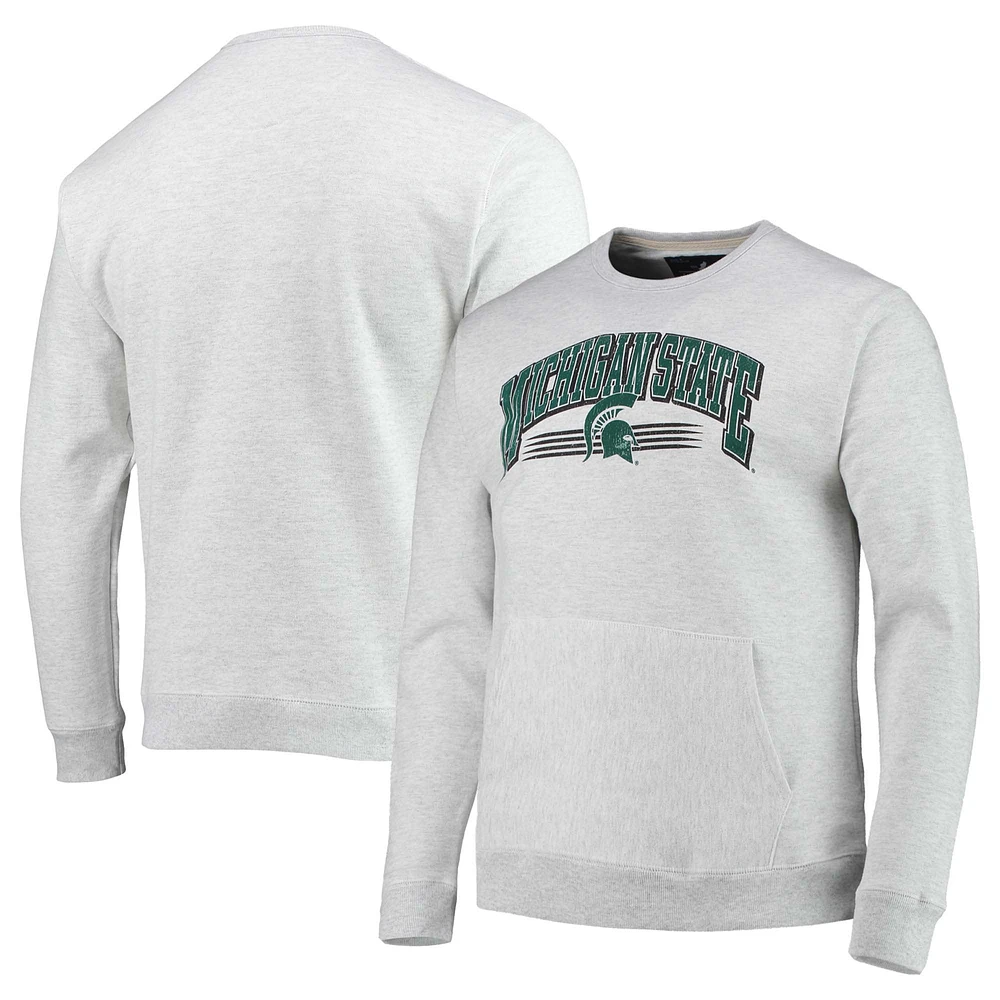 Men's League Collegiate Wear Heathered Gray Michigan State Spartans Upperclassman Pocket Pullover Sweatshirt