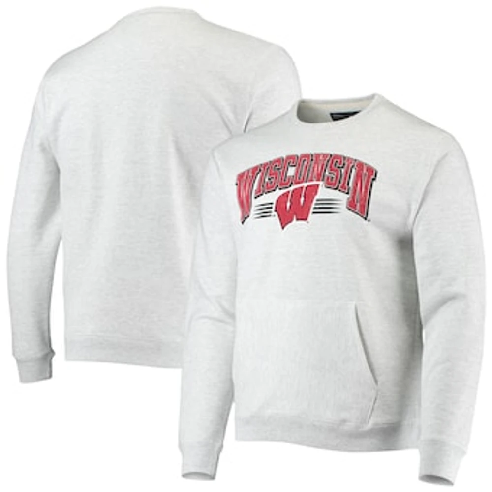 Men's League Collegiate Wear Heathered Gray Wisconsin Badgers Upperclassman Pocket Pullover Sweatshirt