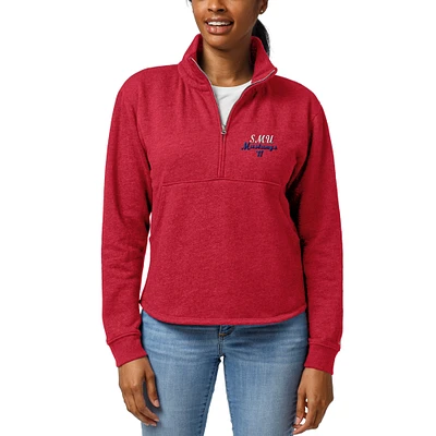 Women's League Collegiate Wear Heathered Red SMU Mustangs Victory Springs Half-Zip Pullover Jacket