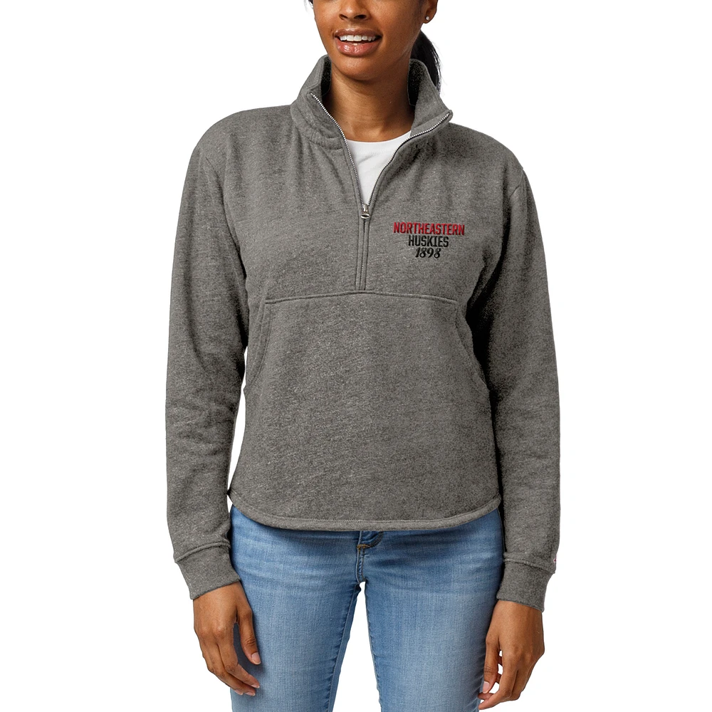 Women's League Collegiate Wear Heathered Gray Northeastern Huskies Victory Springs Half-Zip Pullover Jacket