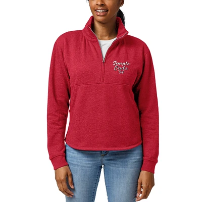 Women's League Collegiate Wear Heathered Cherry Temple Owls Victory Springs Half-Zip Pullover Jacket