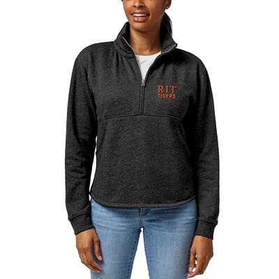 Women's League Collegiate Wear Heathered Black Rochester Institute of Technology Tigers Logo Victory Springs Half-Zip Pullover Jacket
