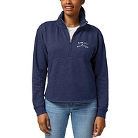 Women's League Collegiate Wear Heathered Navy SMU Mustangs Logo Victory Springs Half-Zip Pullover Jacket