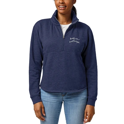 Women's League Collegiate Wear Heathered Navy SMU Mustangs Logo Victory Springs Half-Zip Pullover Jacket