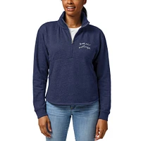 Women's League Collegiate Wear Heathered Navy SMU Mustangs Logo Victory Springs Half-Zip Pullover Jacket