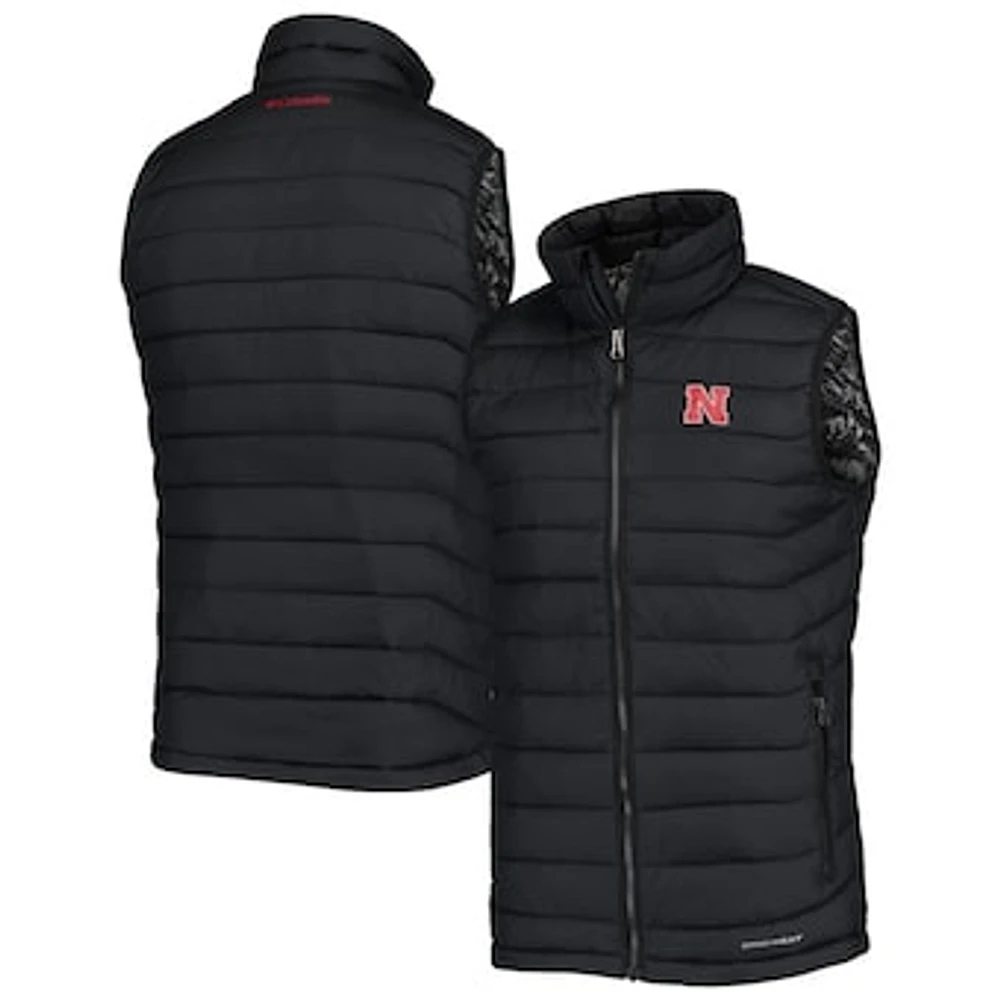 Men's Columbia Black Nebraska Huskers Powder Lite Omni-Heat Reflective Full-Zip Vest