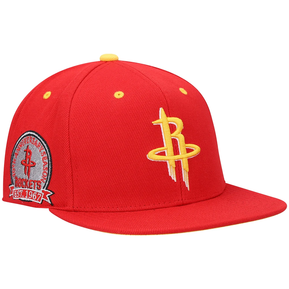 Men's Mitchell & Ness Red Houston Rockets 40th Anniversary Color Flip Snapback Hat