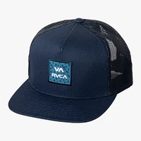 Men's RVCA Navy VA ATW Print Mesh Trucker - Snapback Hat