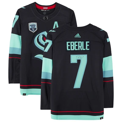 Jordan Eberle Seattle Kraken Autographed Navy adidas Authentic Jersey with Inaugural Season Jersey Patch