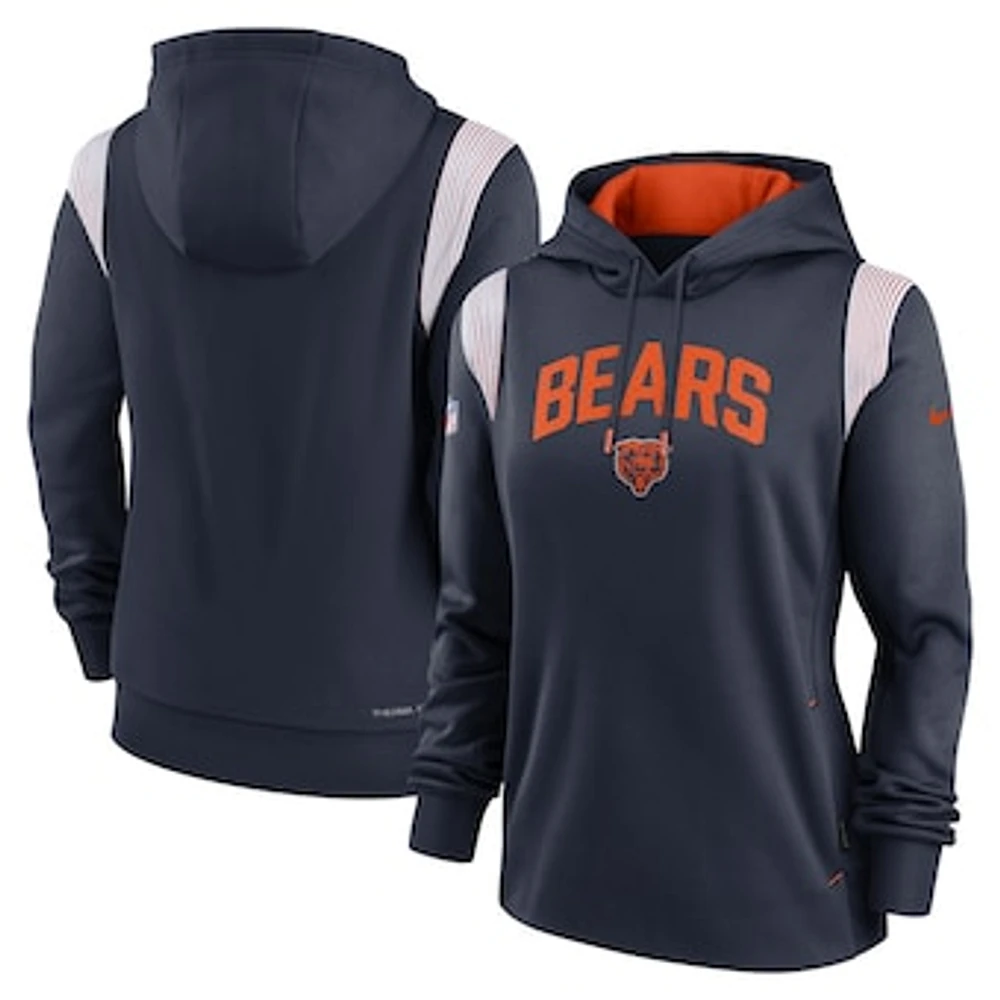 Women's Nike Navy Chicago Bears Sideline Stack Performance Pullover Hoodie