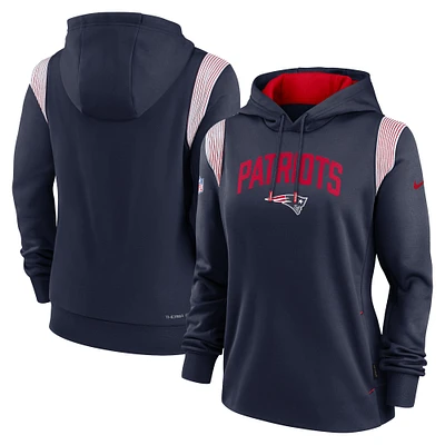 Women's Nike Navy New England Patriots Sideline Stack Performance Pullover Hoodie